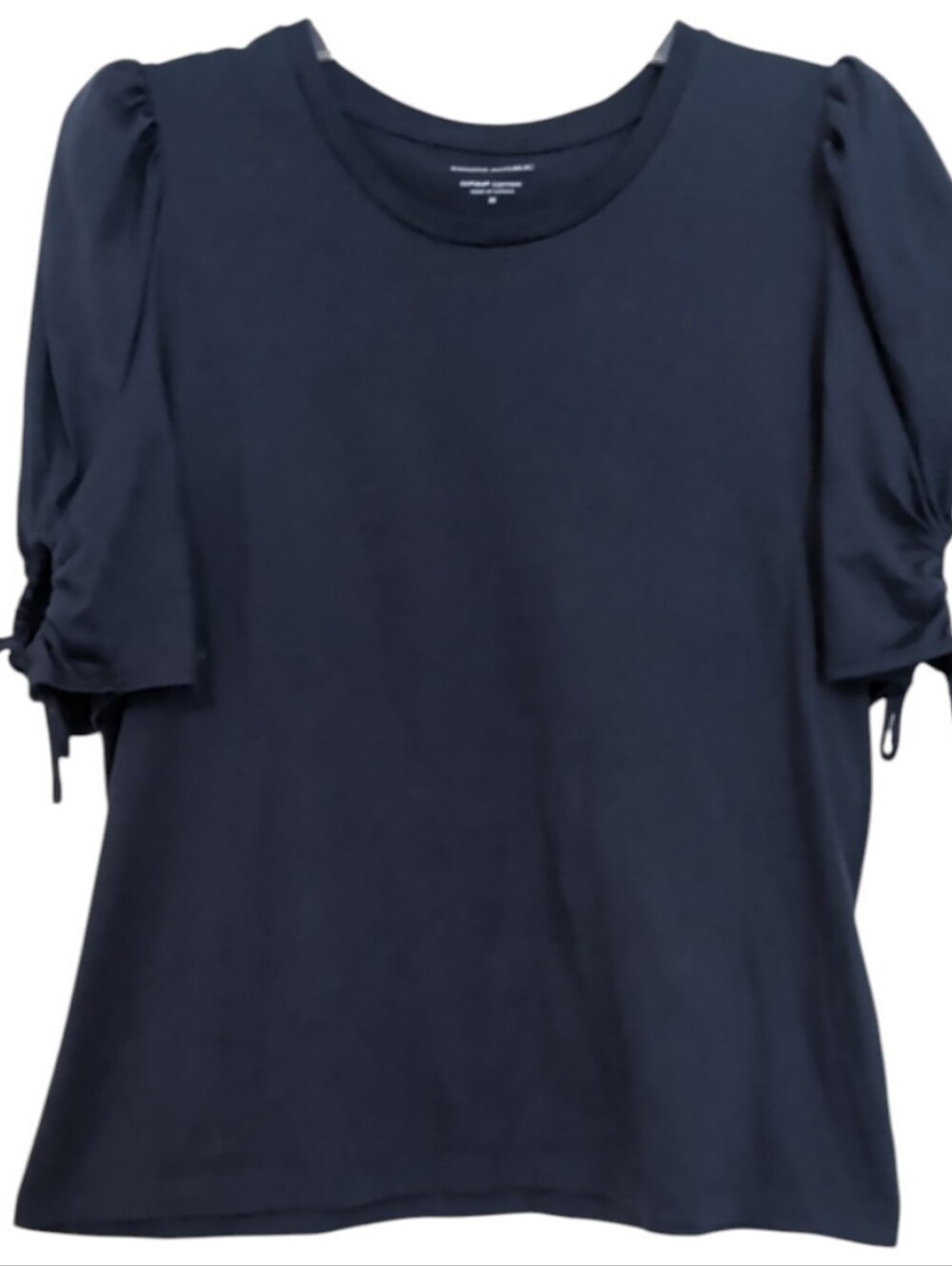 🌸 NEW Banana Republic Navy Puff Sleeve Tee with Tie Detail